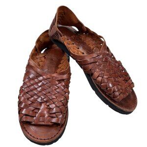 Huaraches Leather Woven Open Toe Sandal 7.5 Women Minimalist Preppy Boho